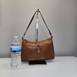 Vintage Y2K Wilsons Leather Pelle Studio East West Shoulder Bag Cognac Brown